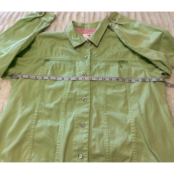 Quaker Factory Light Green Button-Down Jacket Cotton Blend Women's Size M (READ) - Picture 8 of 16